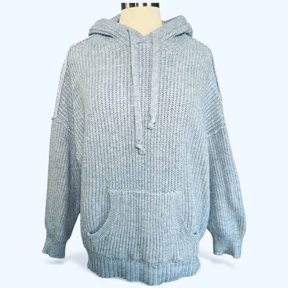 American Eagle knit hoodie sweater blue XL hoodie pull over kangaroo pocket cozy - Picture 2 of 6